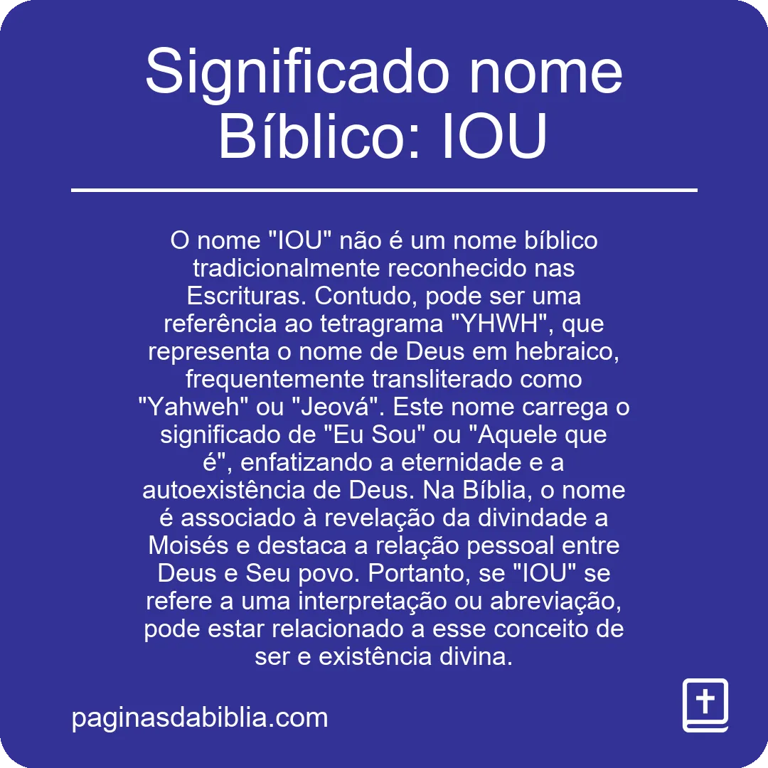 Significado nome Bíblico: IOU