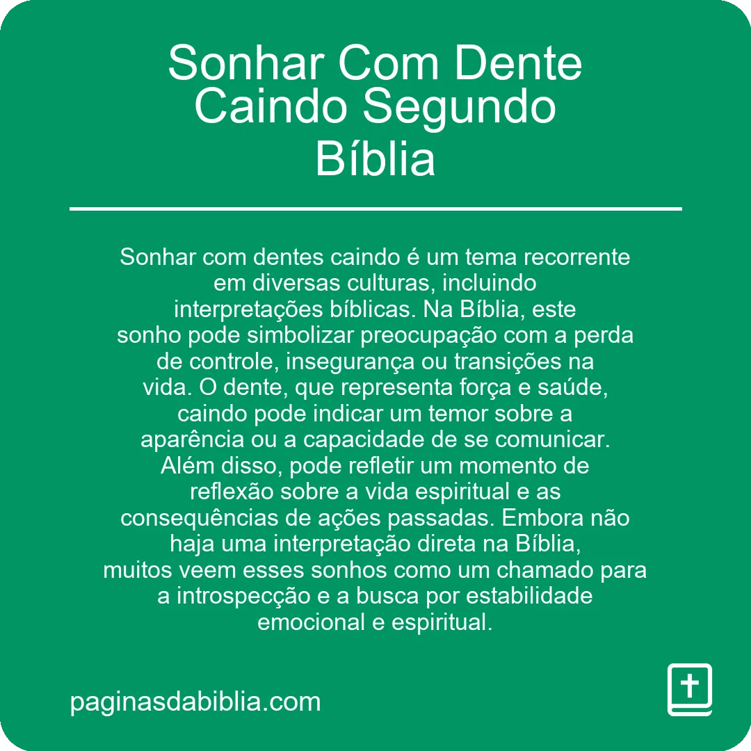 Sonhar Com Dente Caindo Segundo Bíblia