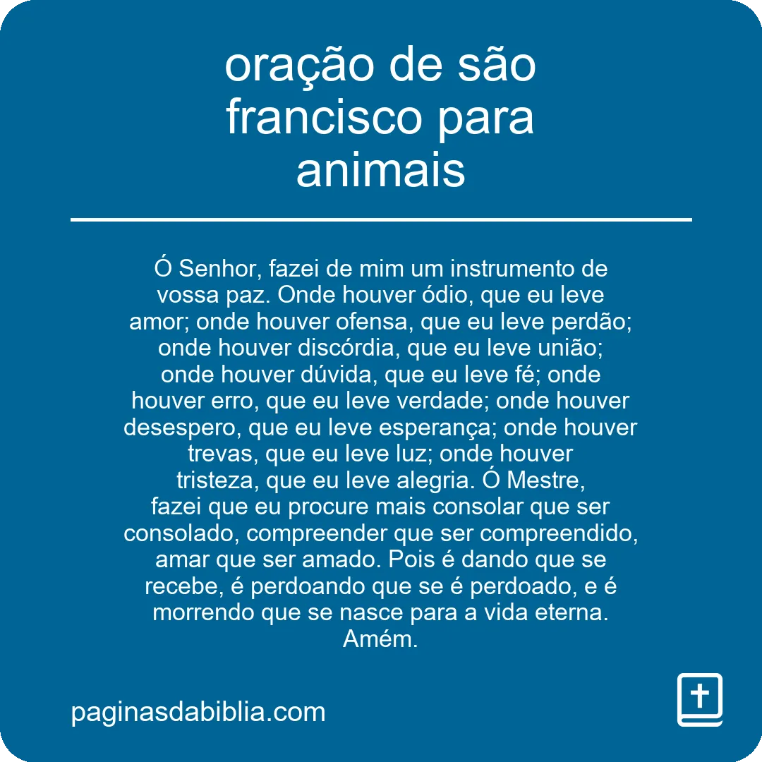 oração de são francisco para animais