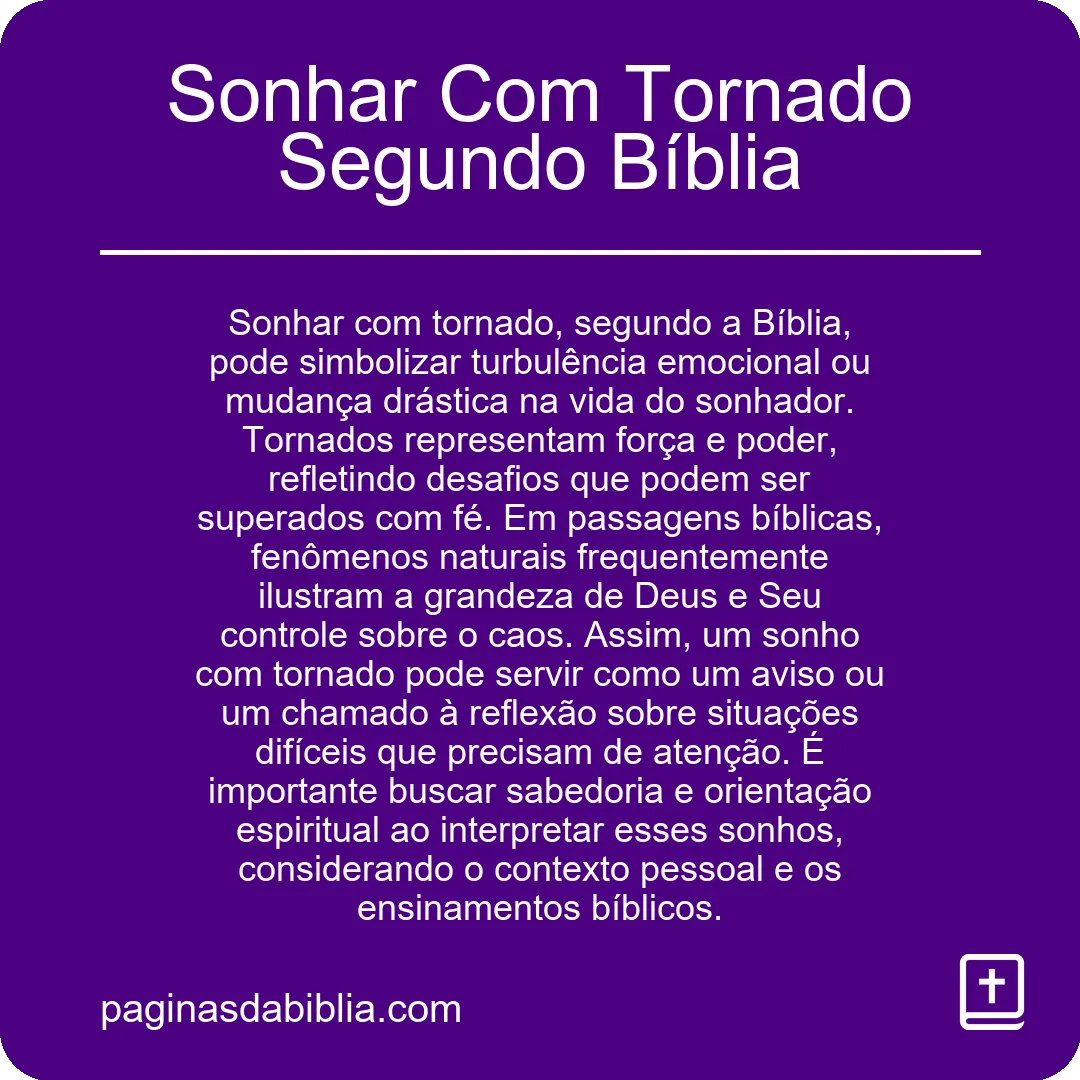 Sonhar Com Tornado Segundo Bíblia