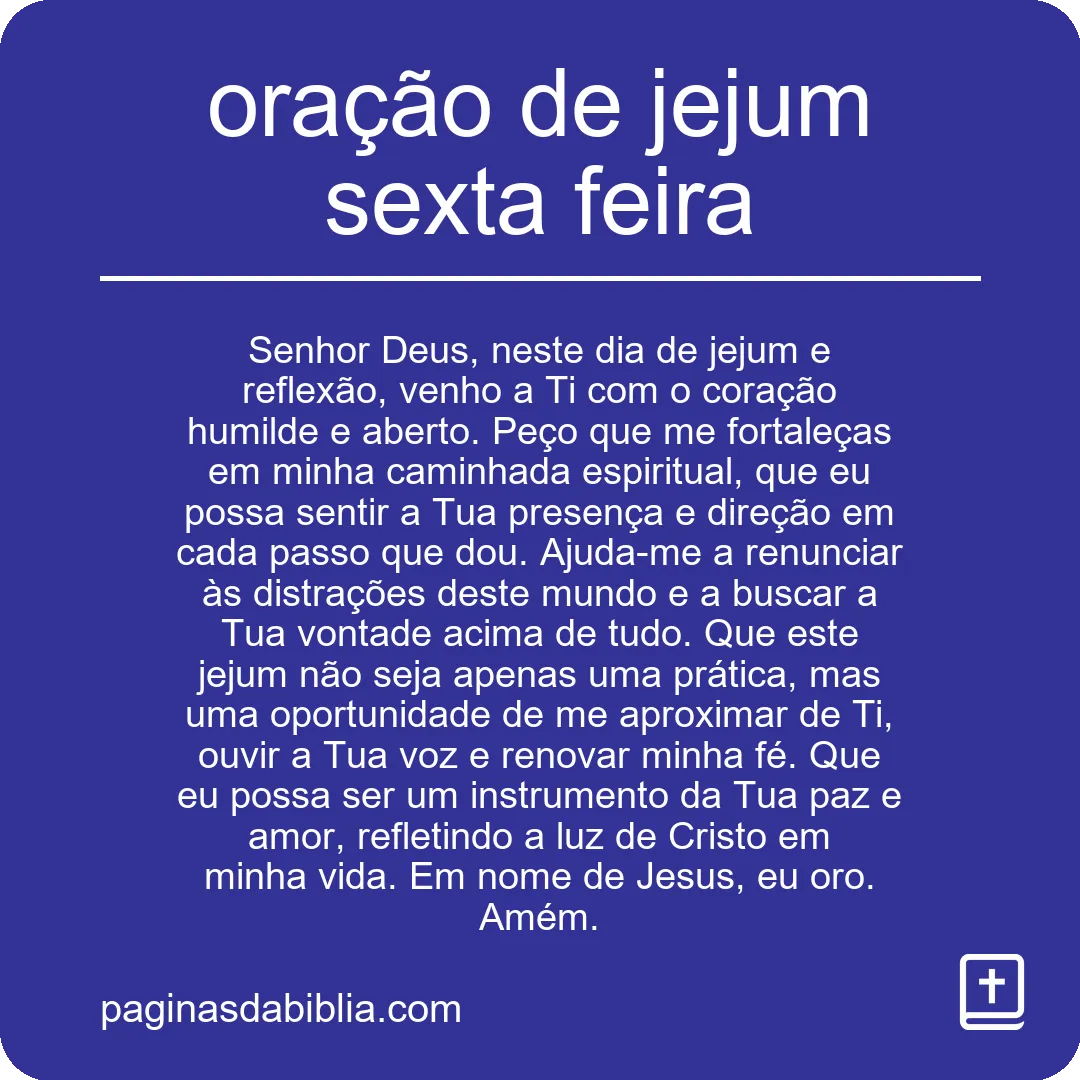 oração de jejum sexta feira