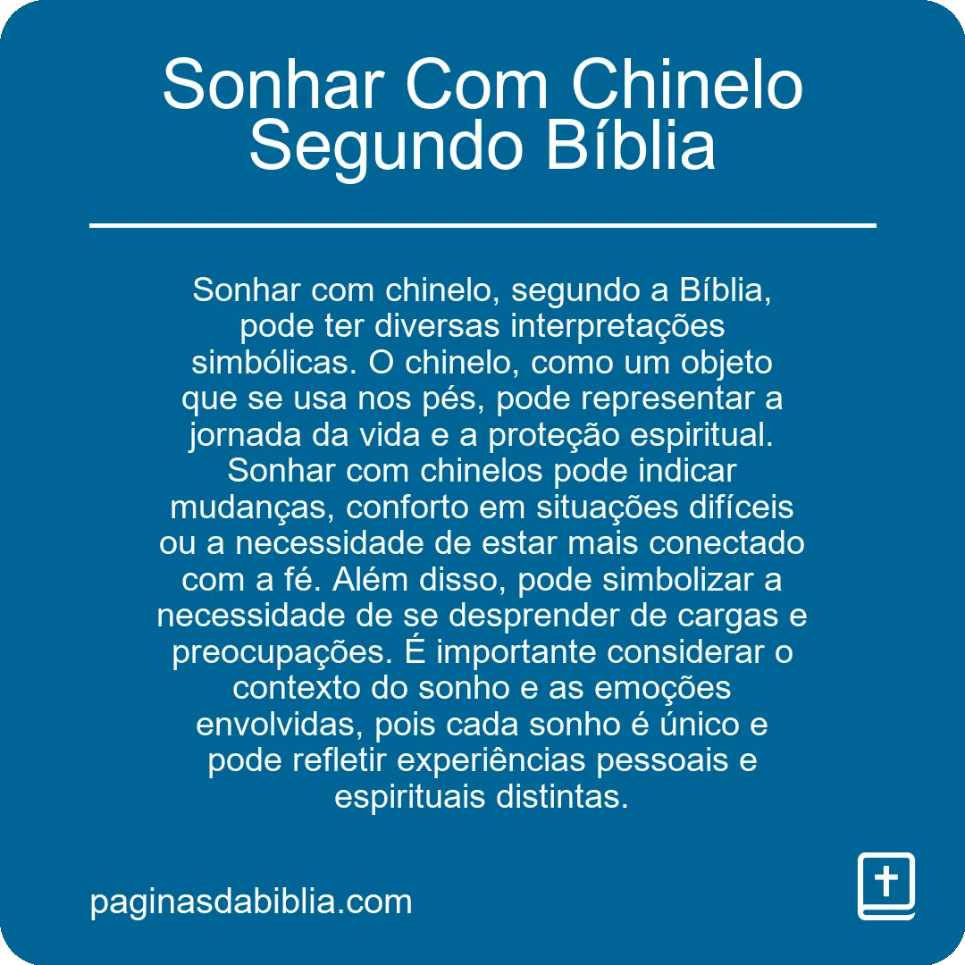 Sonhar Com Chinelo Segundo Bíblia