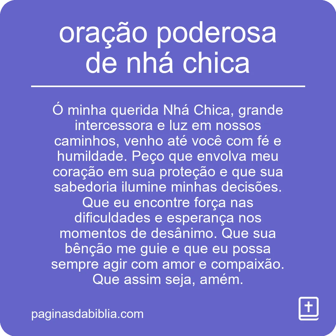 oração poderosa de nhá chica