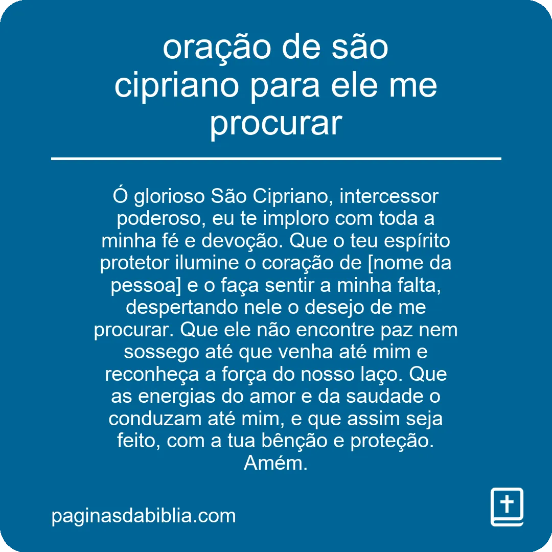 oração de são cipriano para ele me procurar