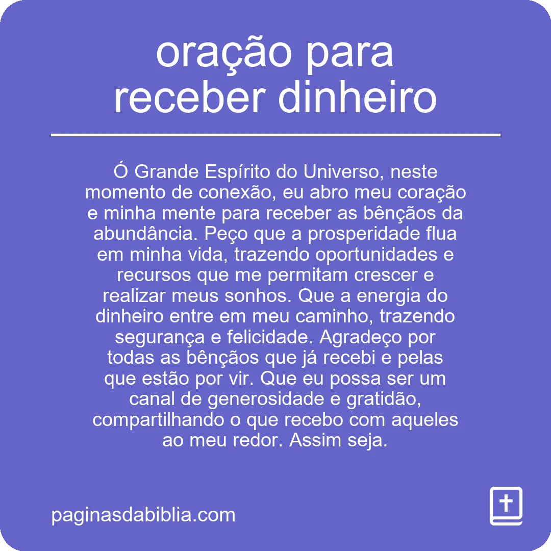 oração para receber dinheiro