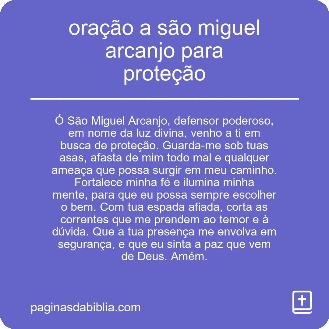 oração a são miguel arcanjo para proteção