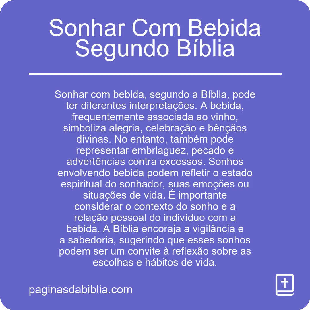 Sonhar Com Bebida Segundo Bíblia