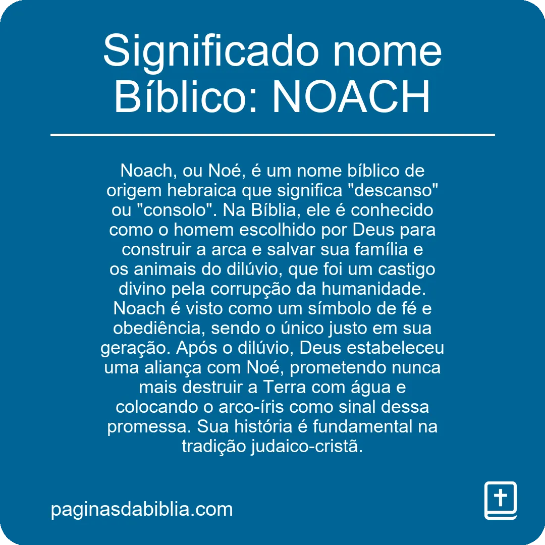 Significado nome Bíblico: NOACH