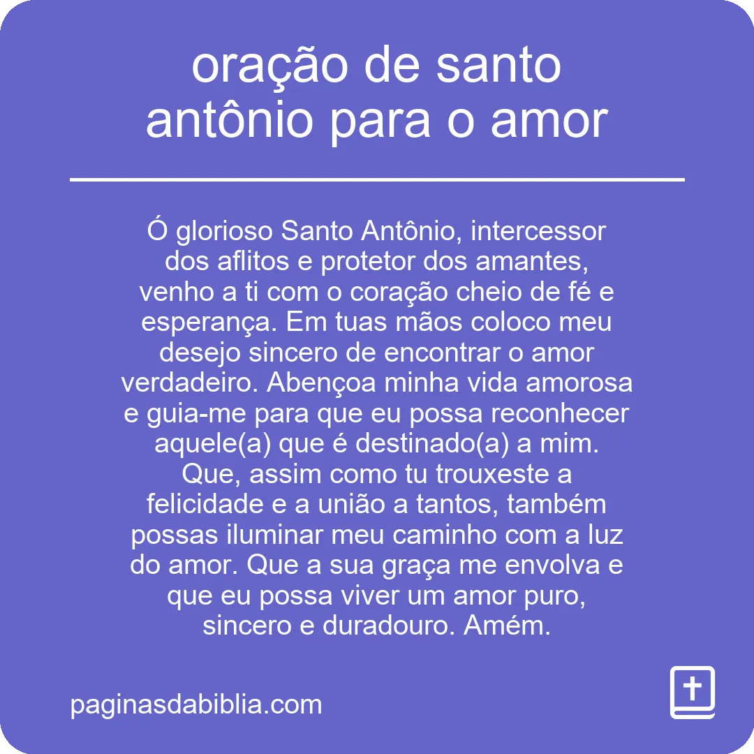 oração de santo antônio para o amor