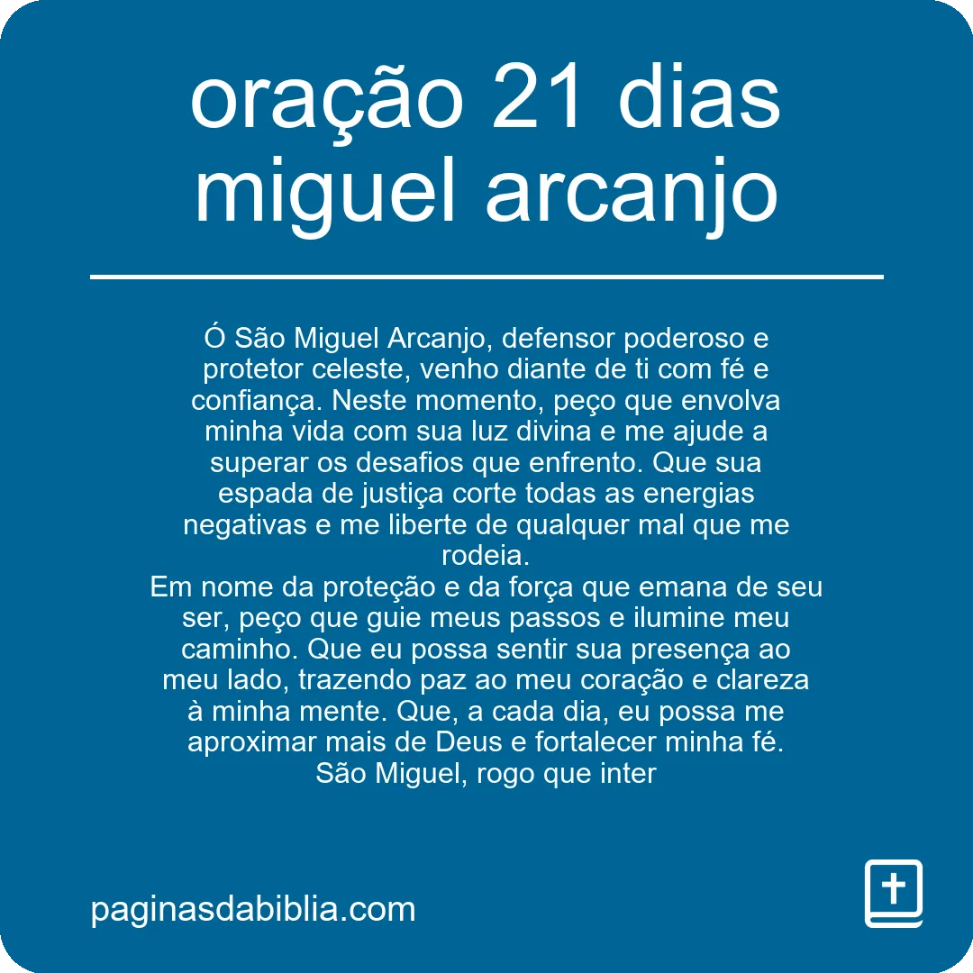 oração 21 dias miguel arcanjo