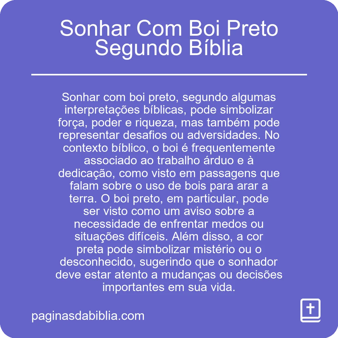 Sonhar Com Boi Preto Segundo Bíblia