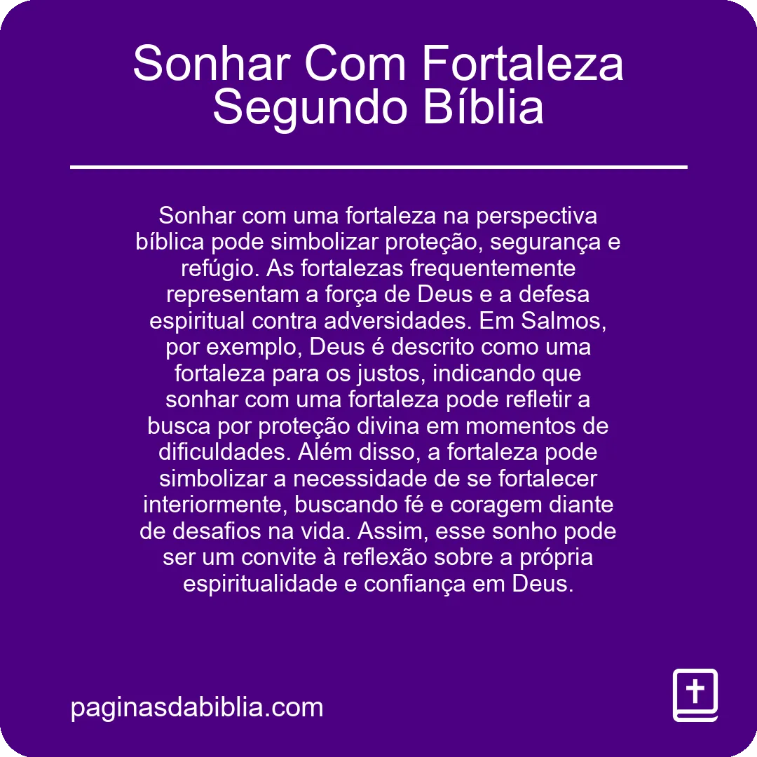 Sonhar Com Fortaleza Segundo Bíblia