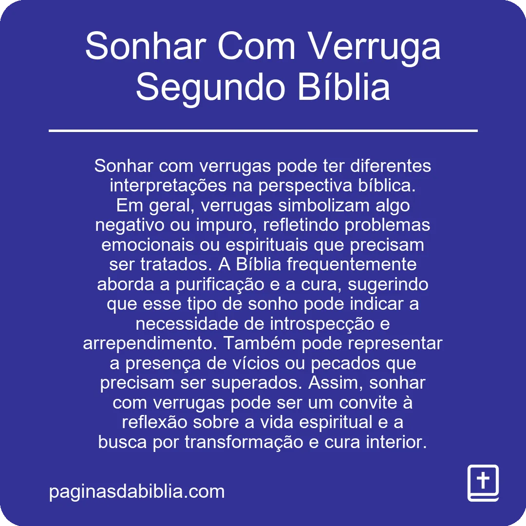 Sonhar Com Verruga Segundo Bíblia