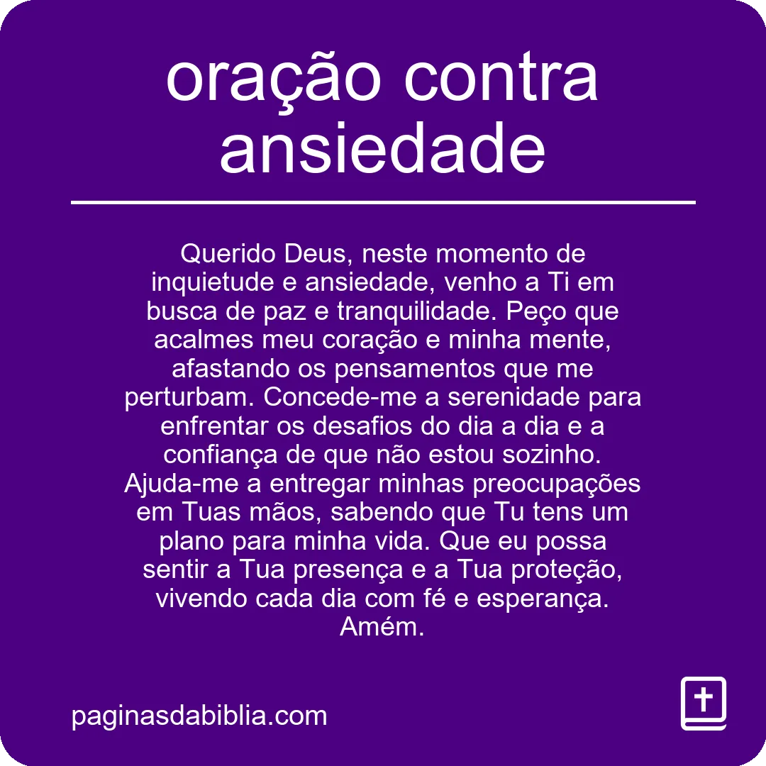 oração contra ansiedade