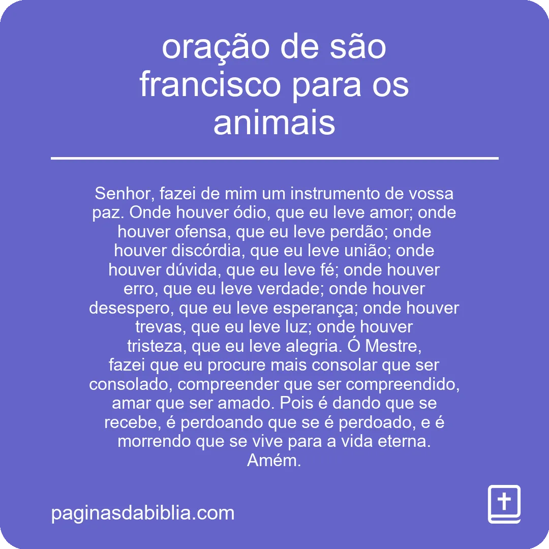 oração de são francisco para os animais