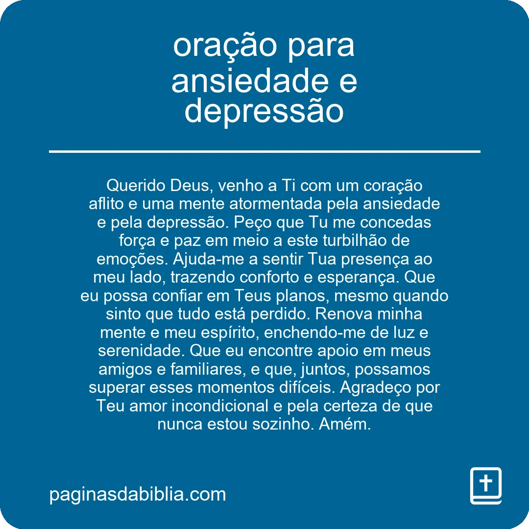 oração para ansiedade e depressão