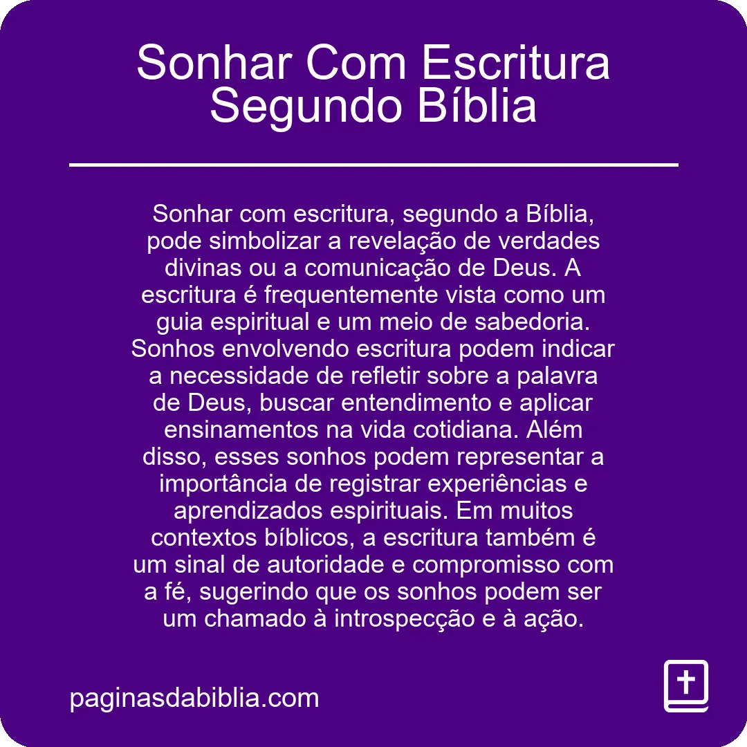 Sonhar Com Escritura Segundo Bíblia