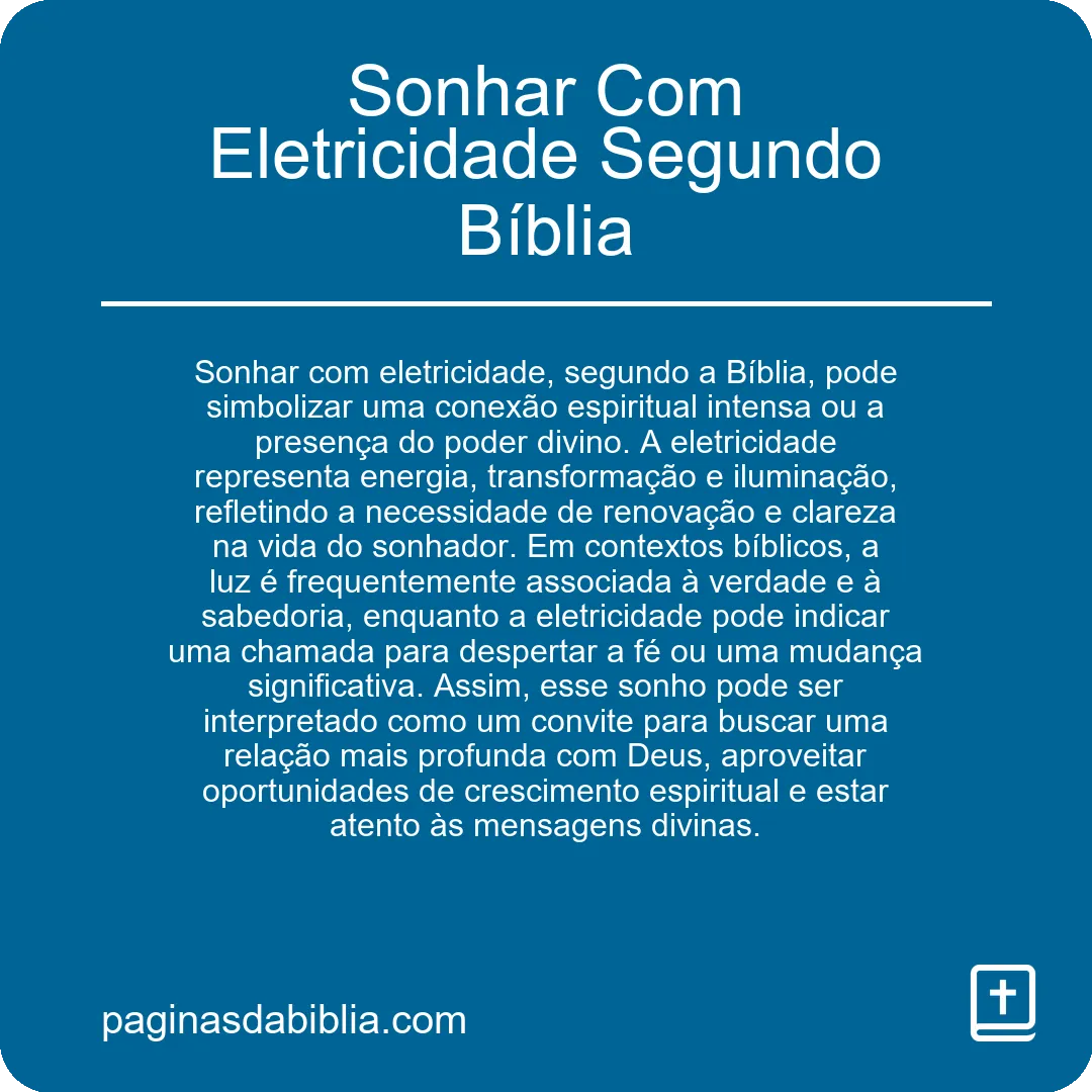 Sonhar Com Eletricidade Segundo Bíblia