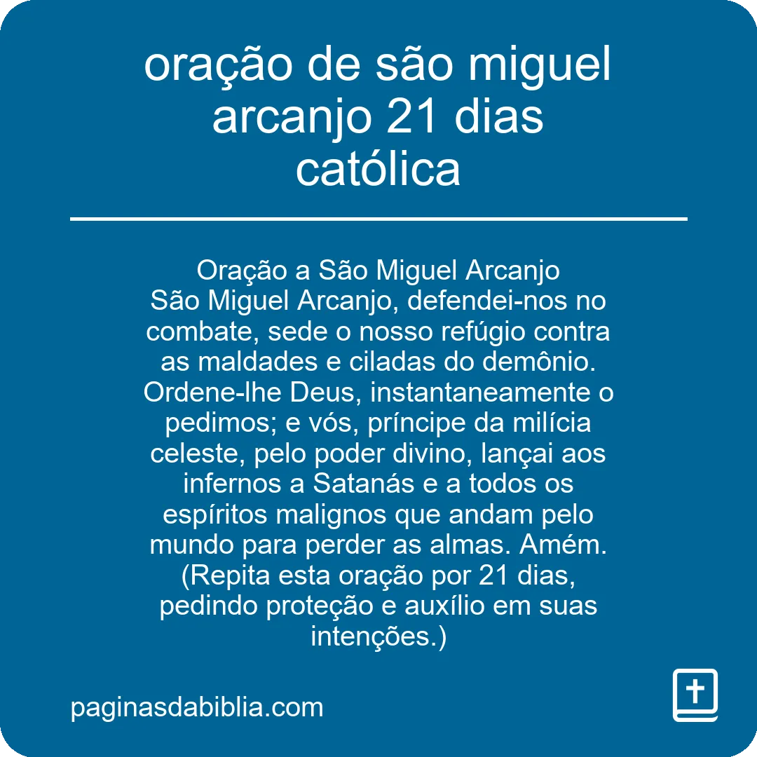 oração de são miguel arcanjo 21 dias católica