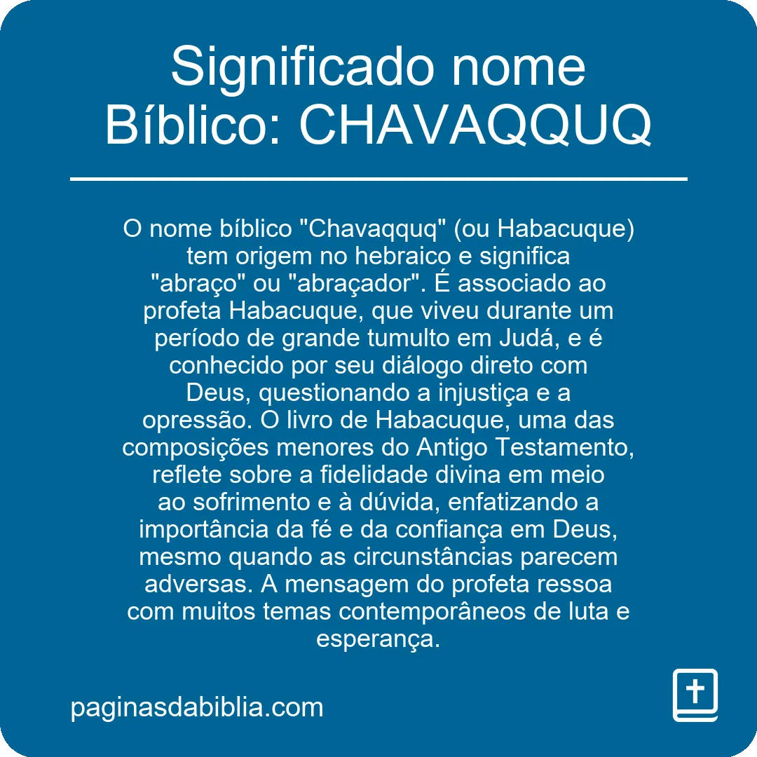 Significado nome Bíblico: CHAVAQQUQ