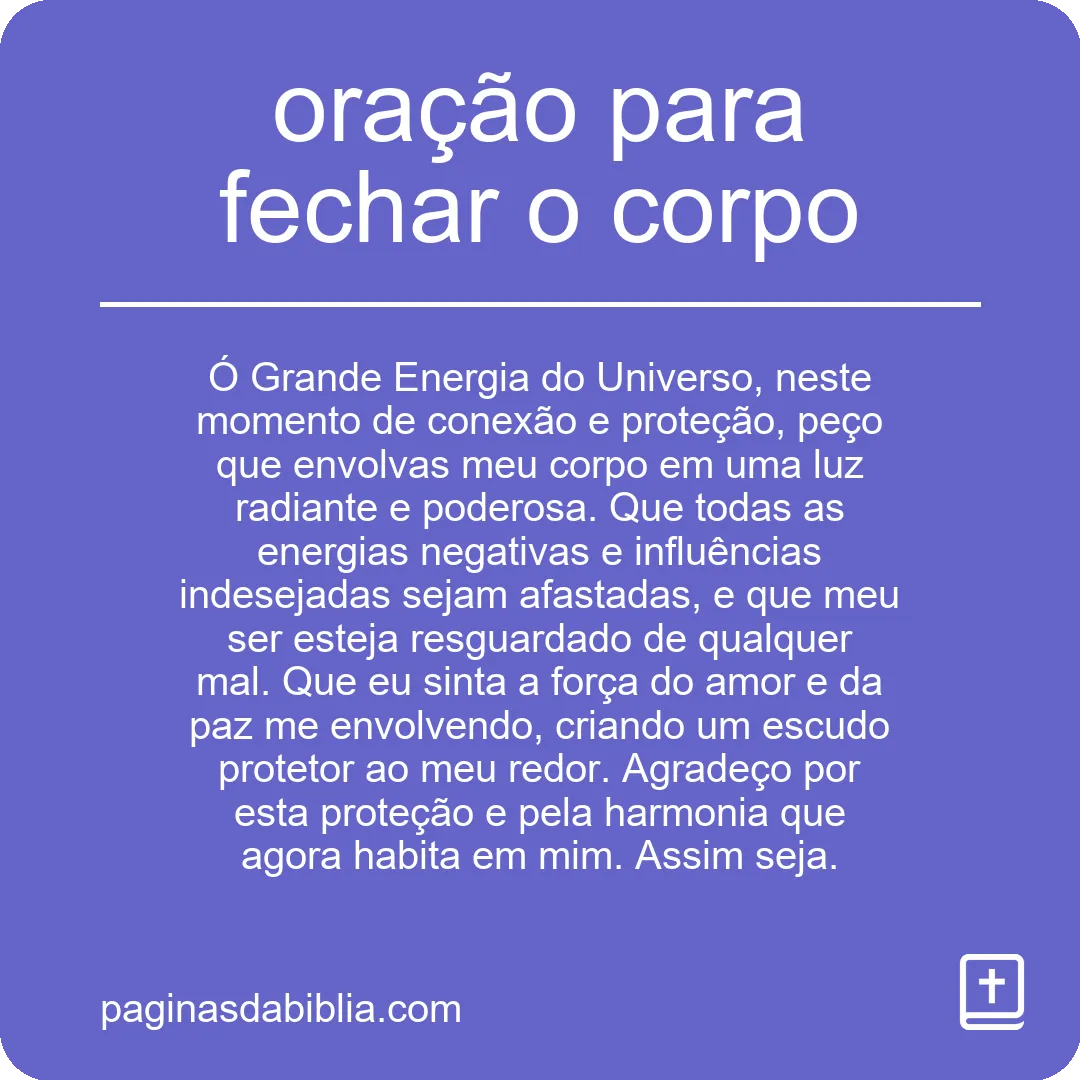 oração para fechar o corpo