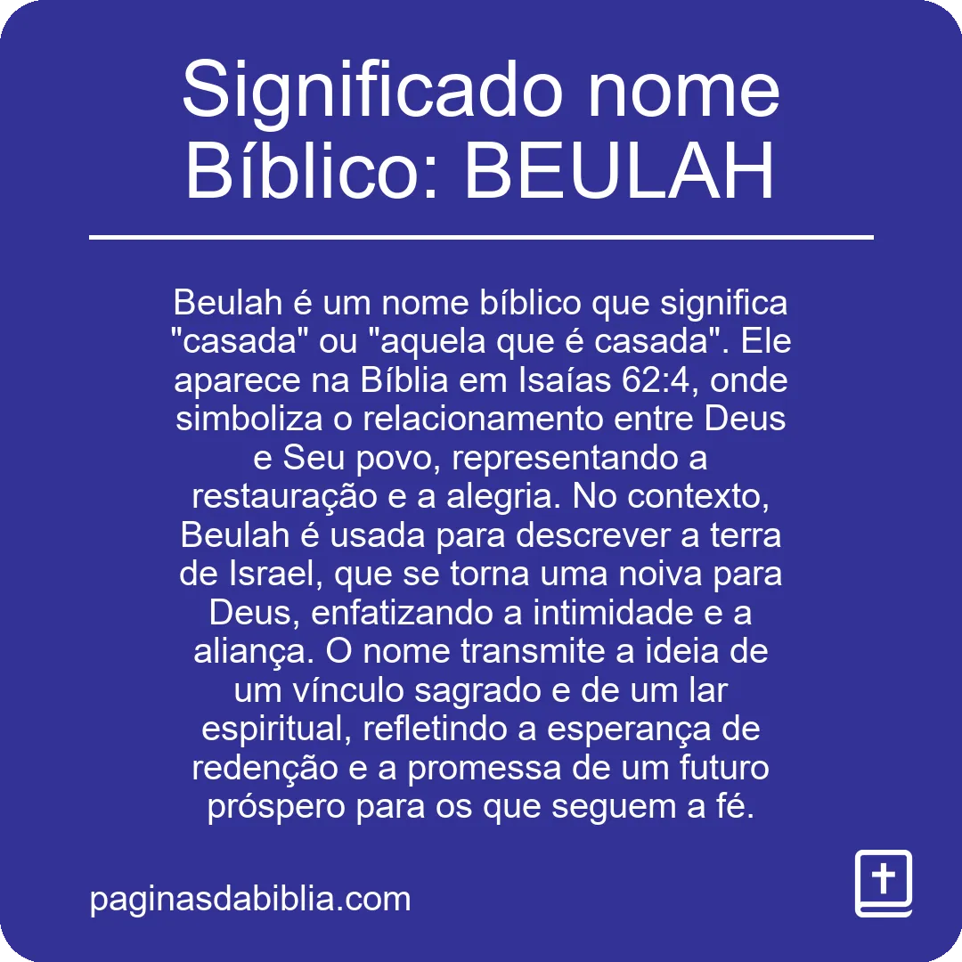 Significado nome Bíblico: BEULAH