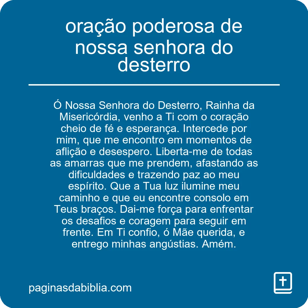 oração poderosa de nossa senhora do desterro