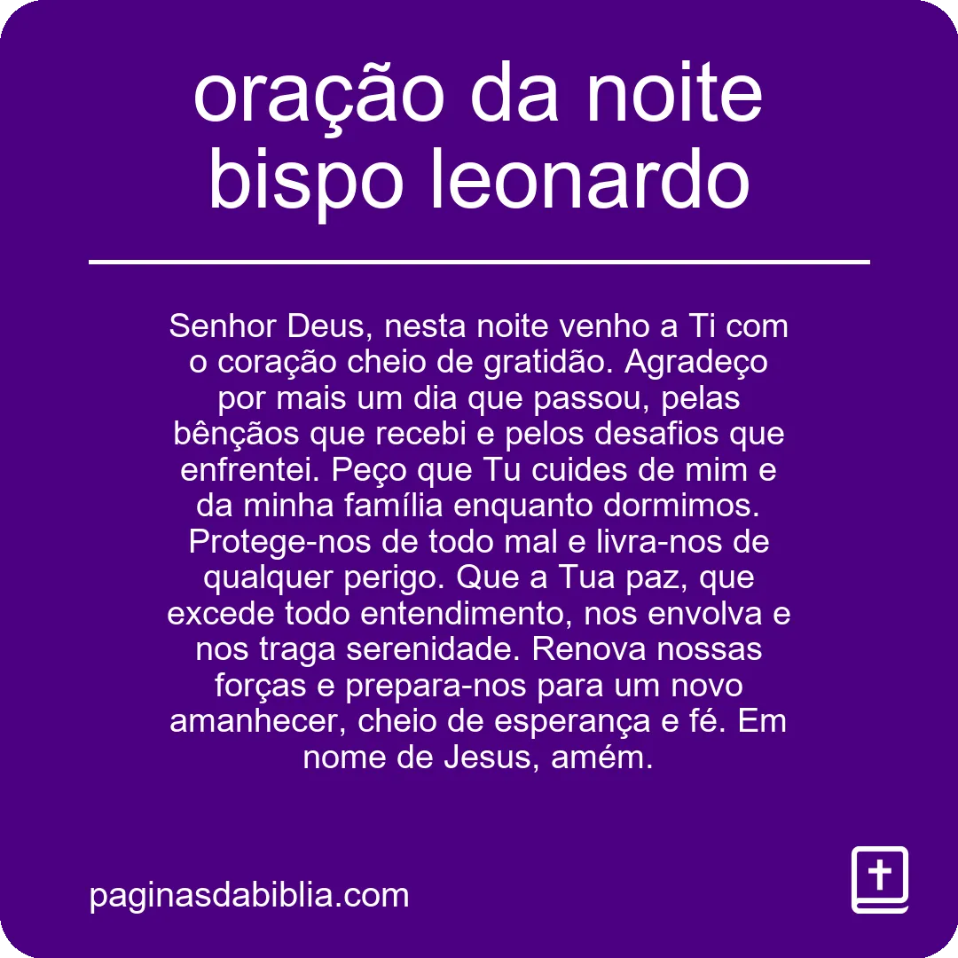 oração da noite bispo leonardo