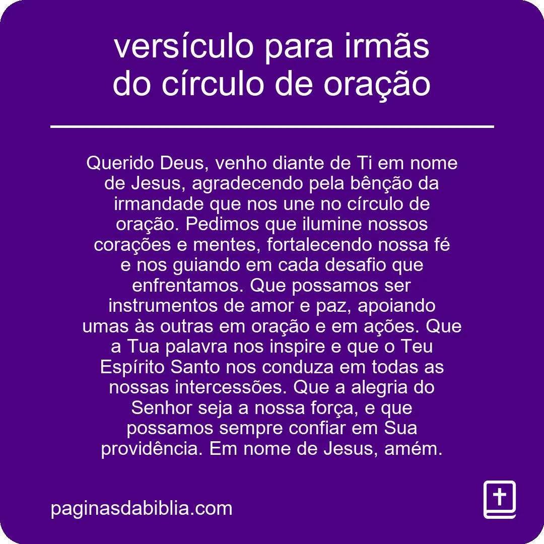 versículo para irmãs do círculo de oração