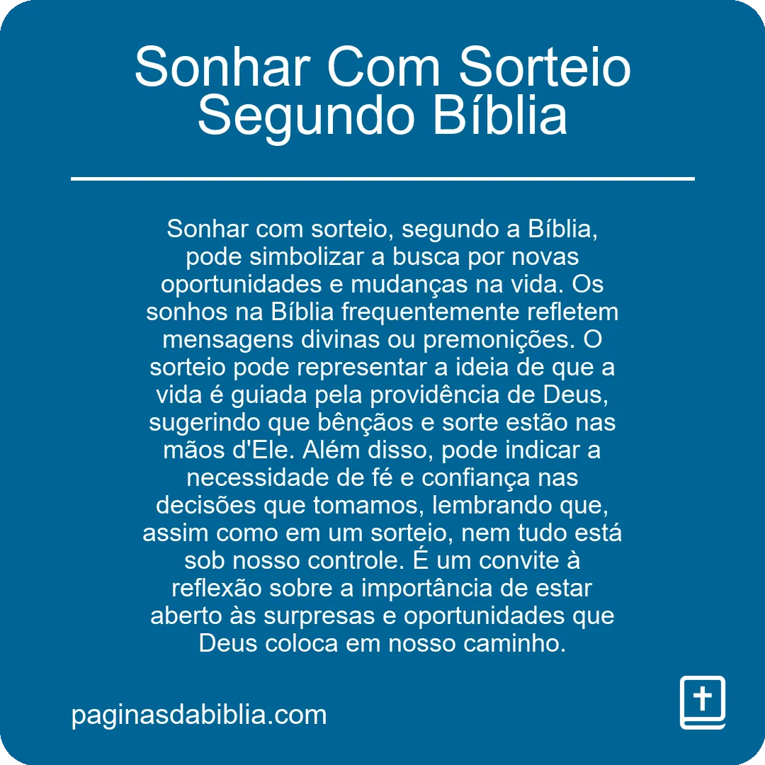 Sonhar Com Sorteio Segundo Bíblia