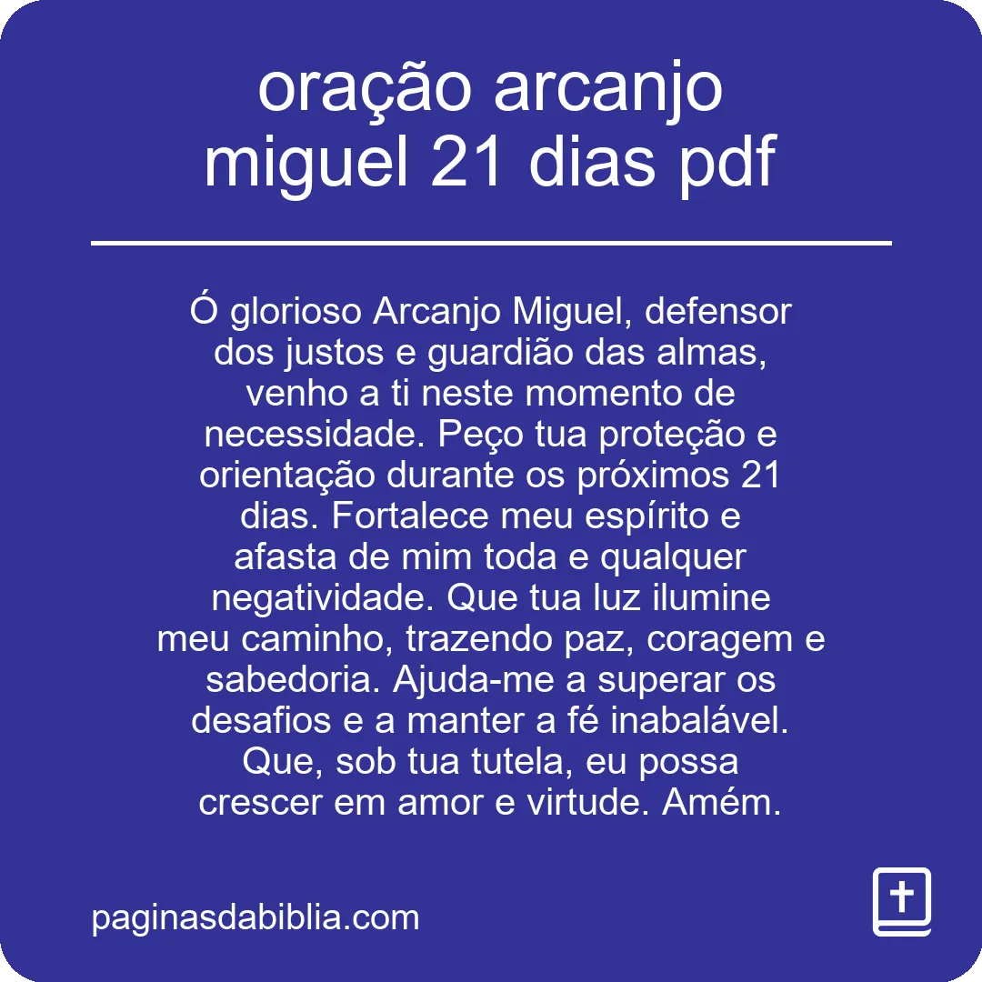 oração arcanjo miguel 21 dias pdf