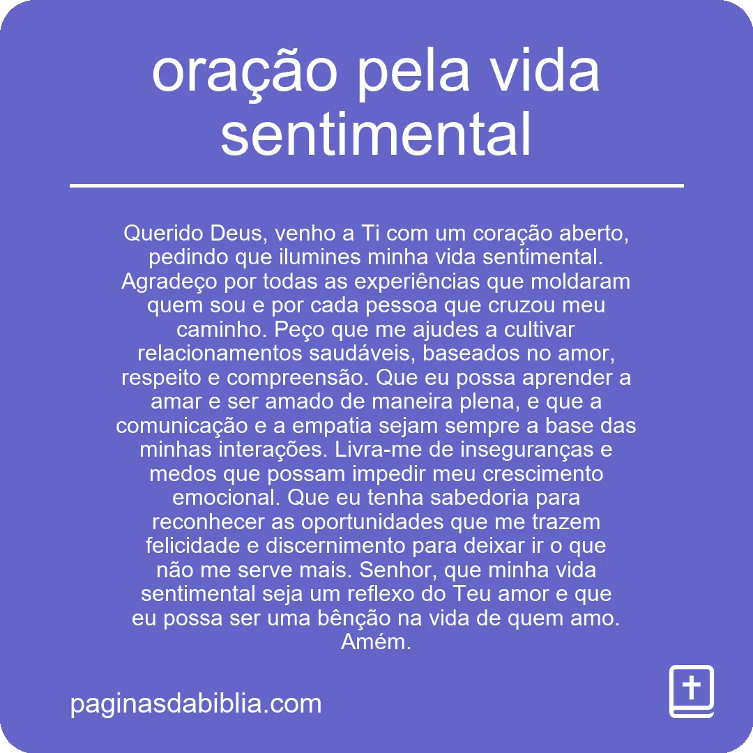 oração pela vida sentimental