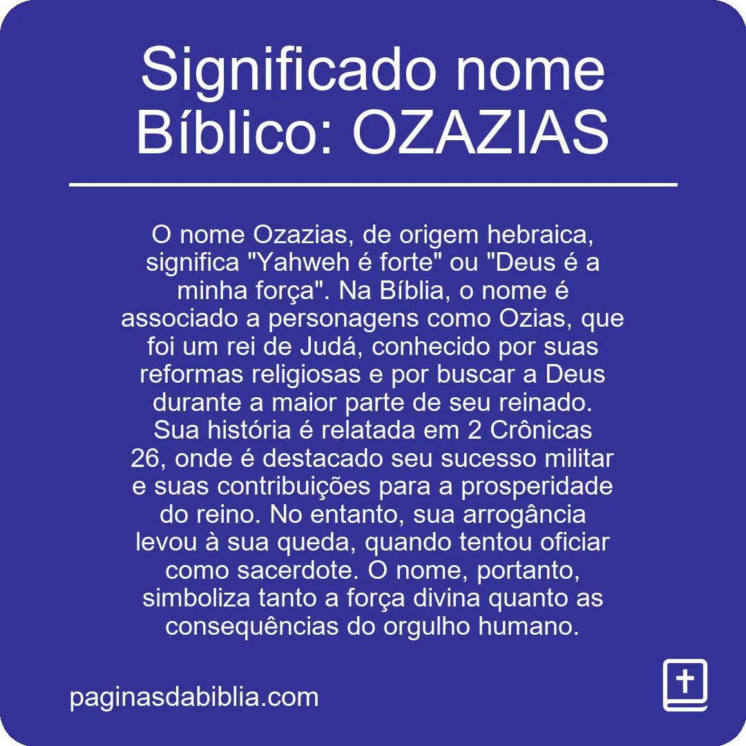 Significado nome Bíblico: OZAZIAS