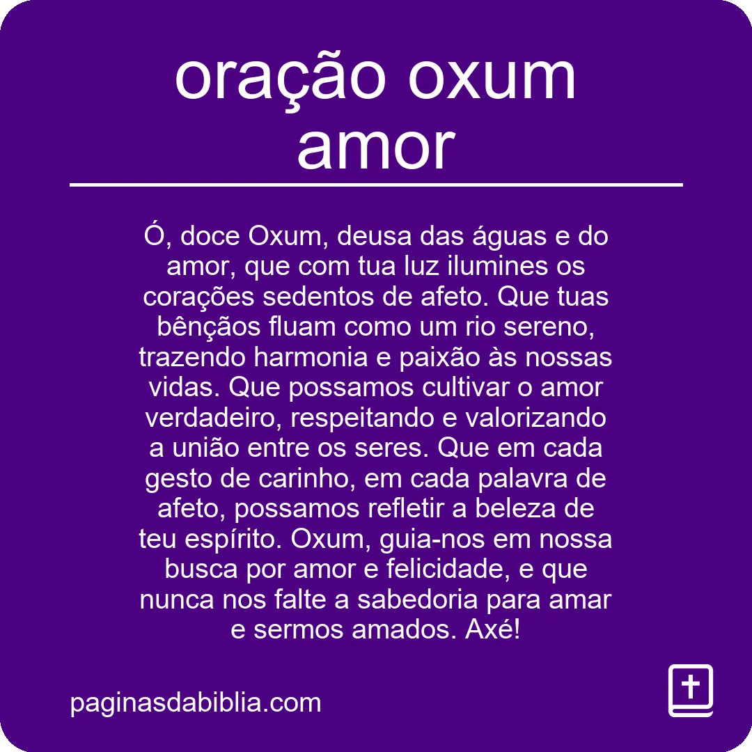 oração oxum amor