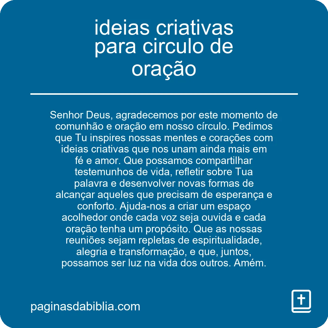 ideias criativas para circulo de oração