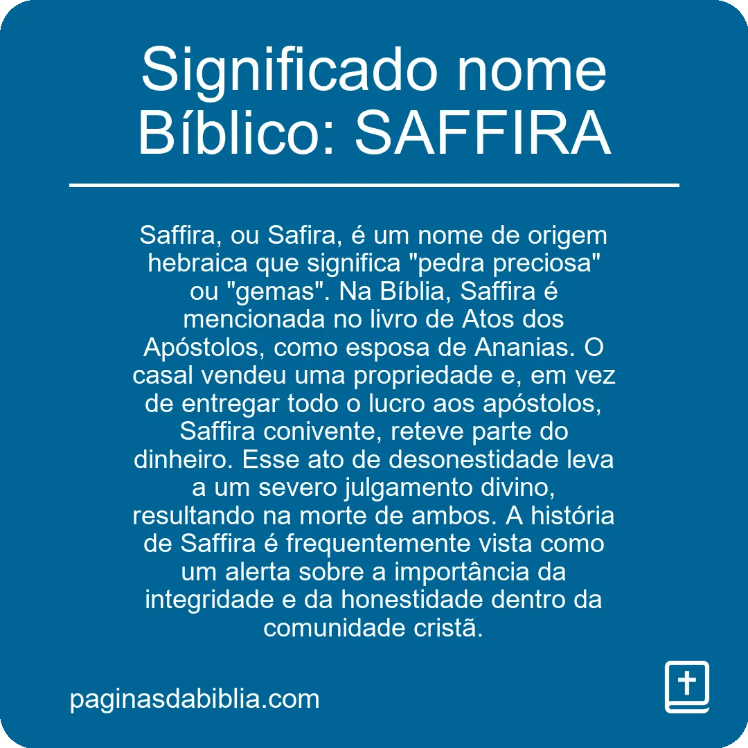 Significado nome Bíblico: SAFFIRA