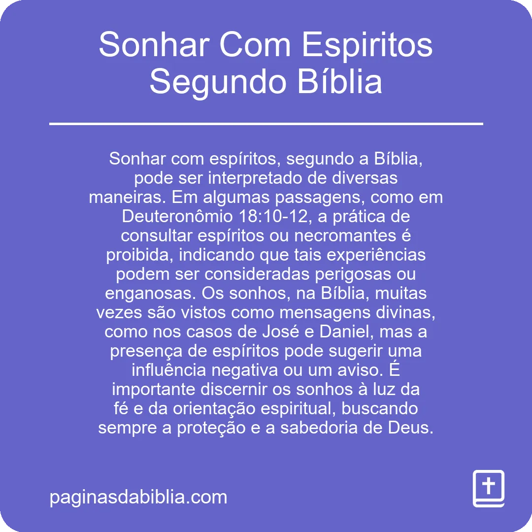 Sonhar Com Espiritos Segundo Bíblia