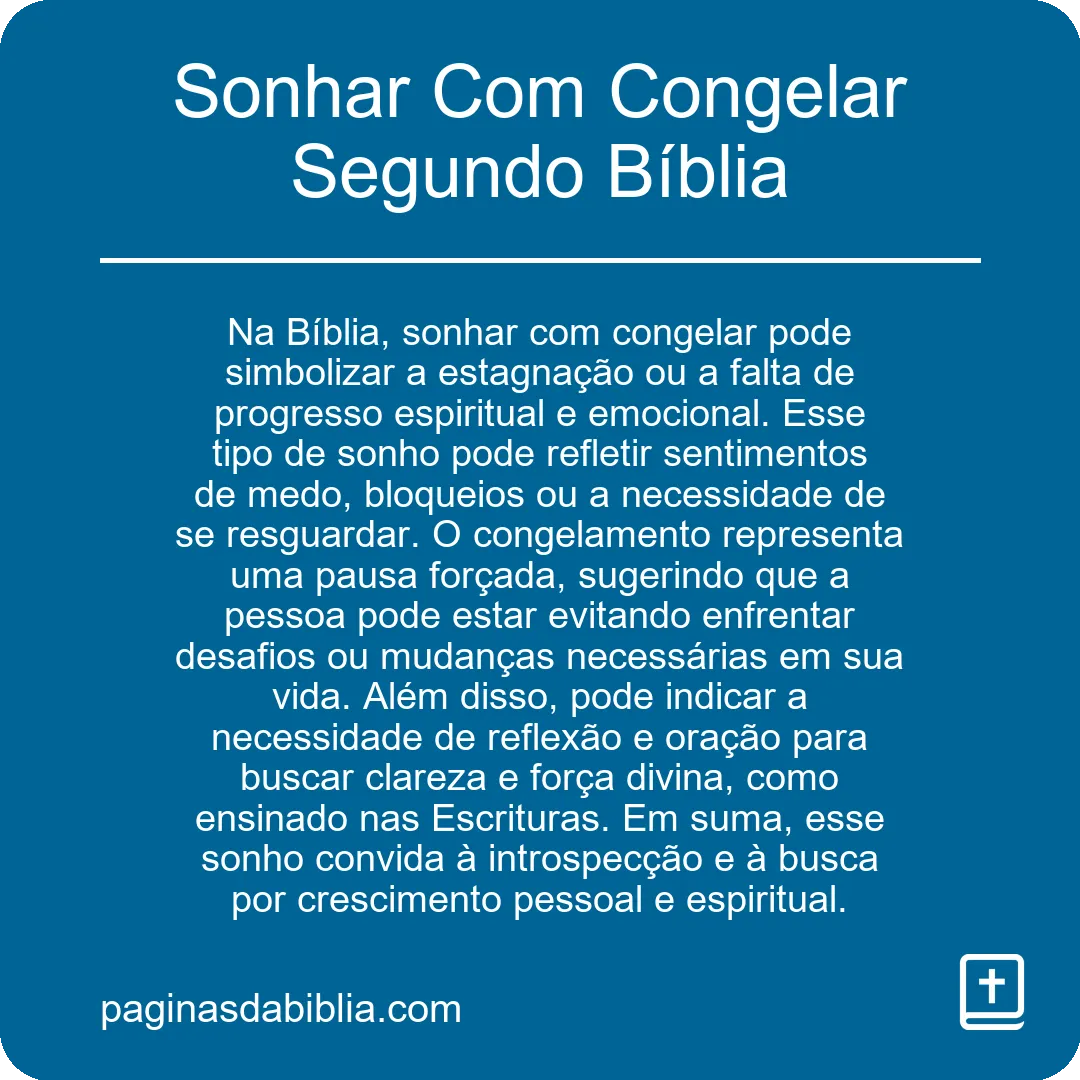 Sonhar Com Congelar Segundo Bíblia