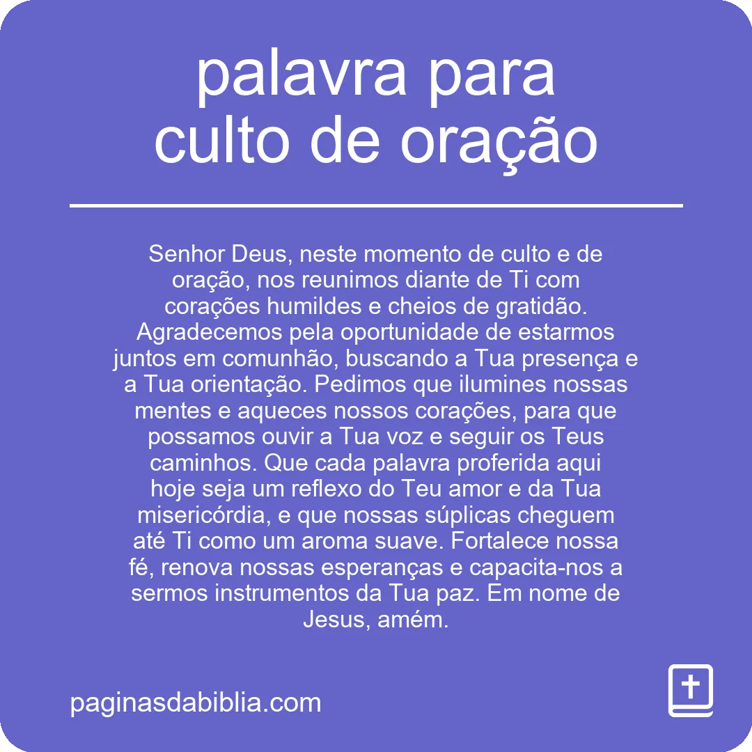 palavra para culto de oração