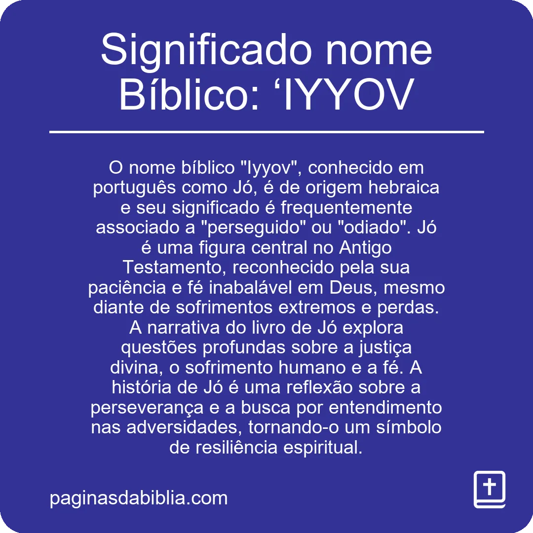 Significado nome Bíblico: ‘IYYOV