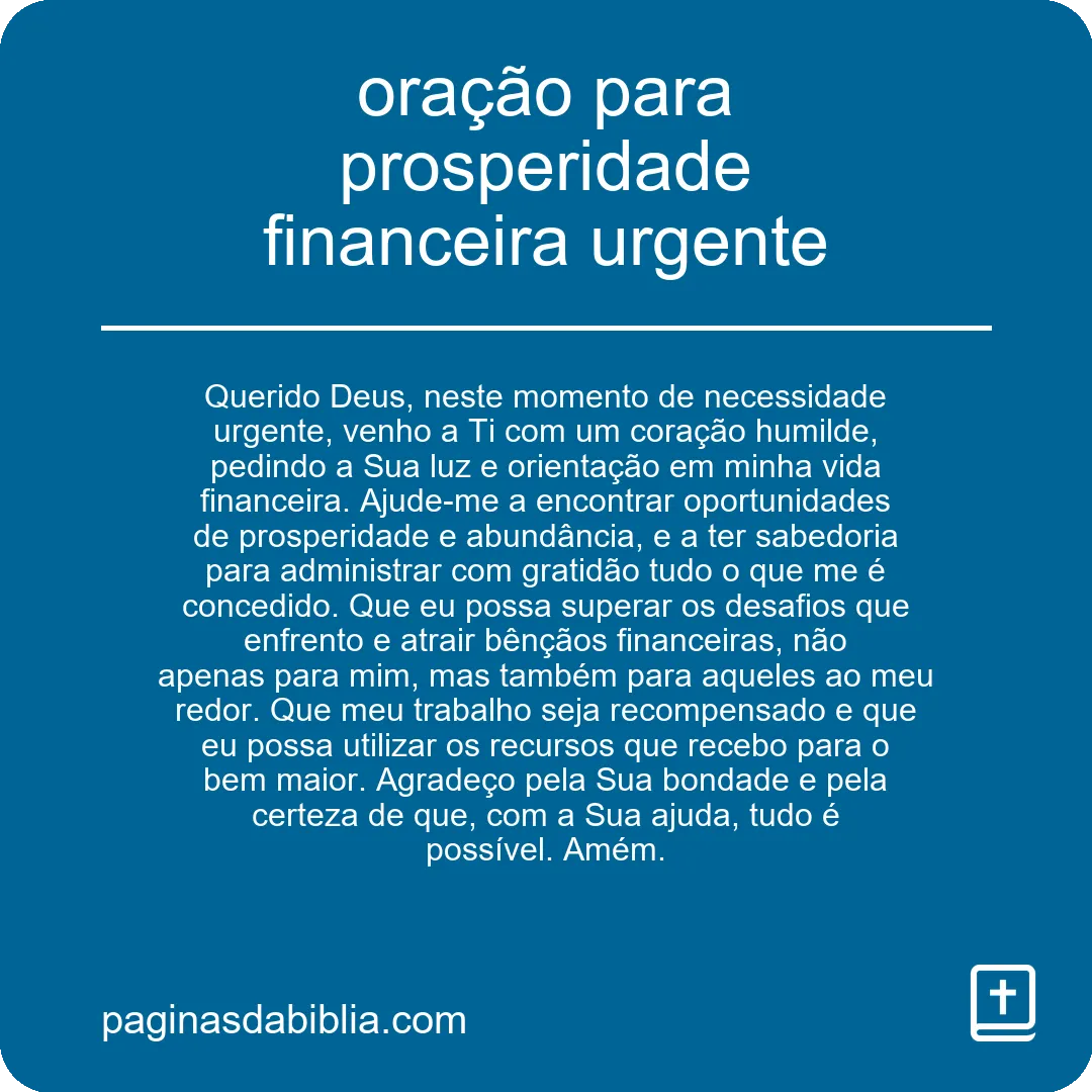 oração para prosperidade financeira urgente