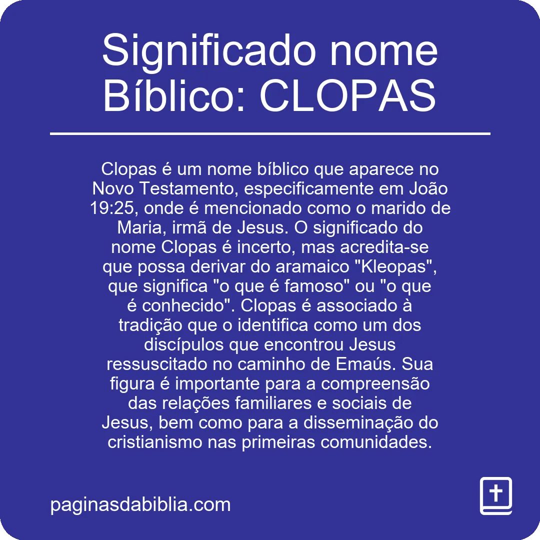 Significado nome Bíblico: CLOPAS