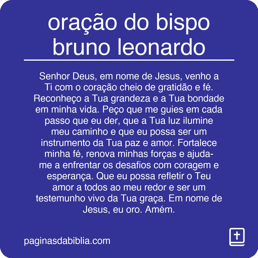 oração do bispo bruno leonardo