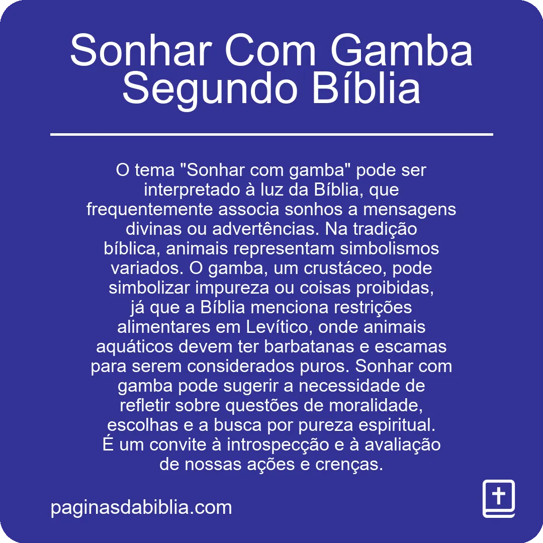 Sonhar Com Gamba Segundo Bíblia