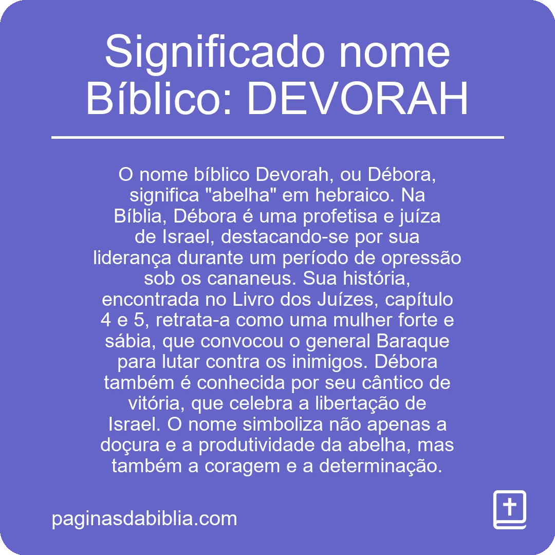 Significado nome Bíblico: DEVORAH