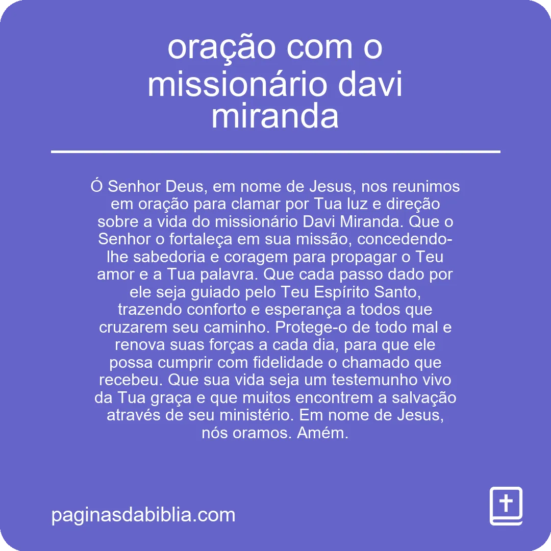 oração com o missionário davi miranda