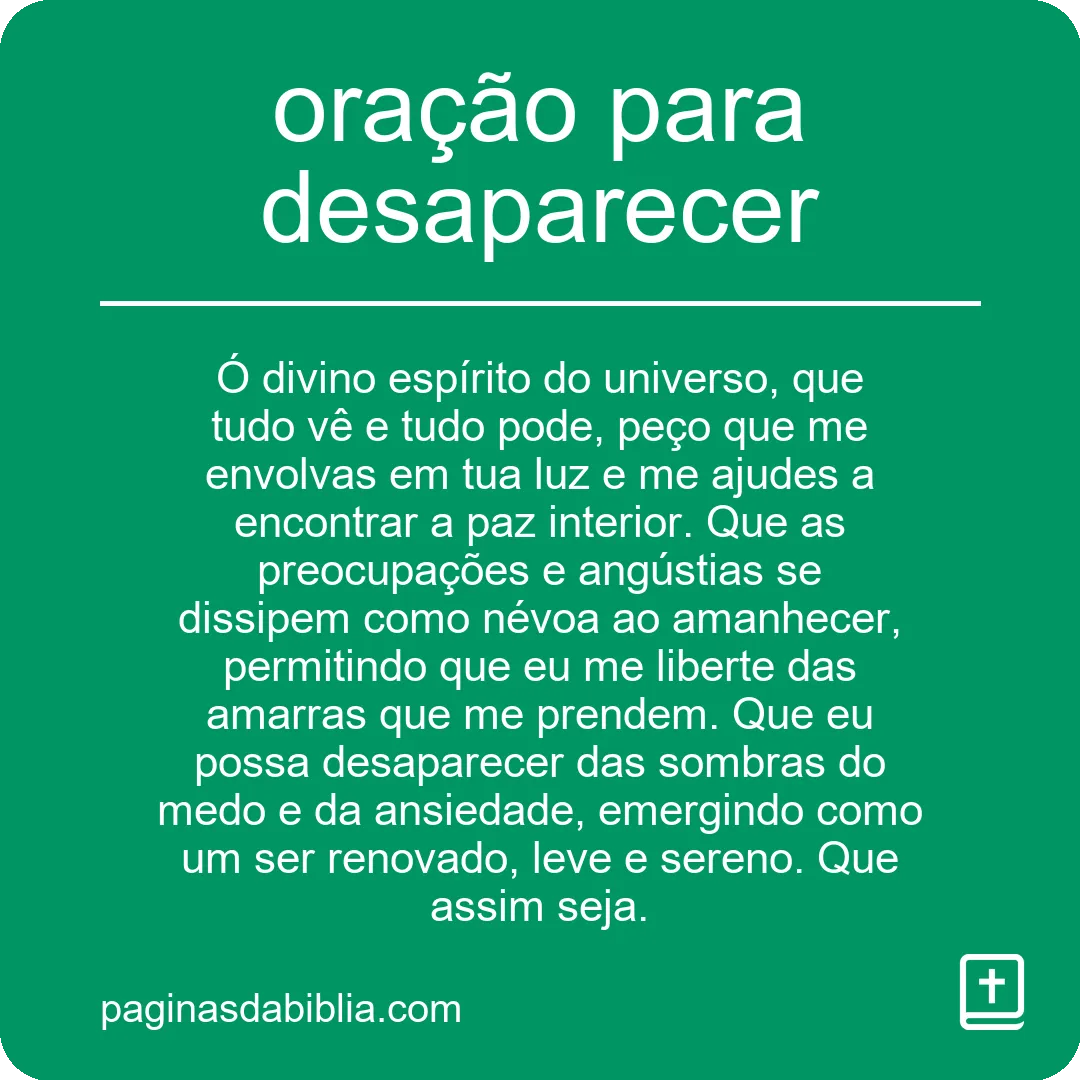 oração para desaparecer