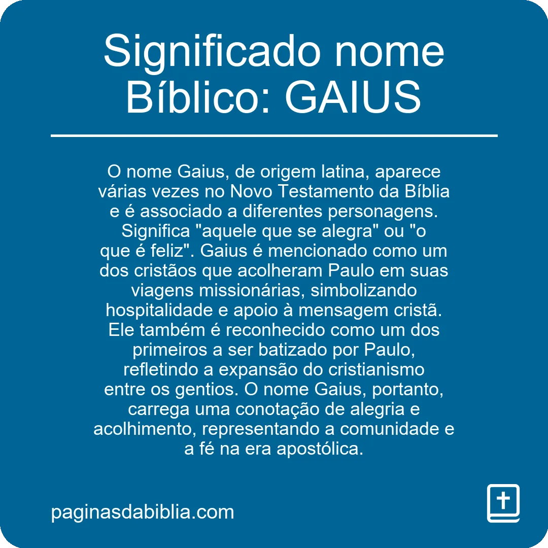 Significado nome Bíblico: GAIUS