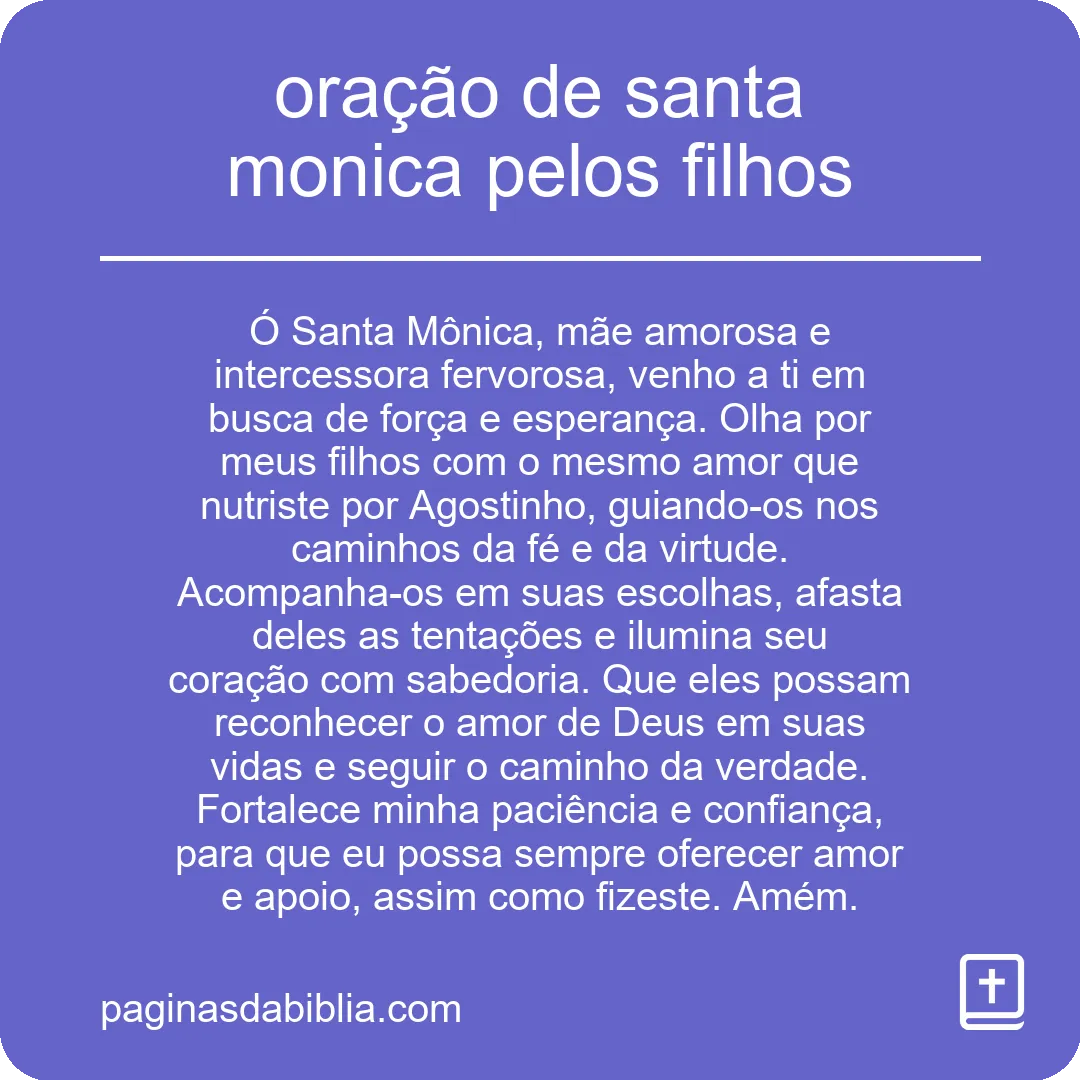 oração de santa monica pelos filhos