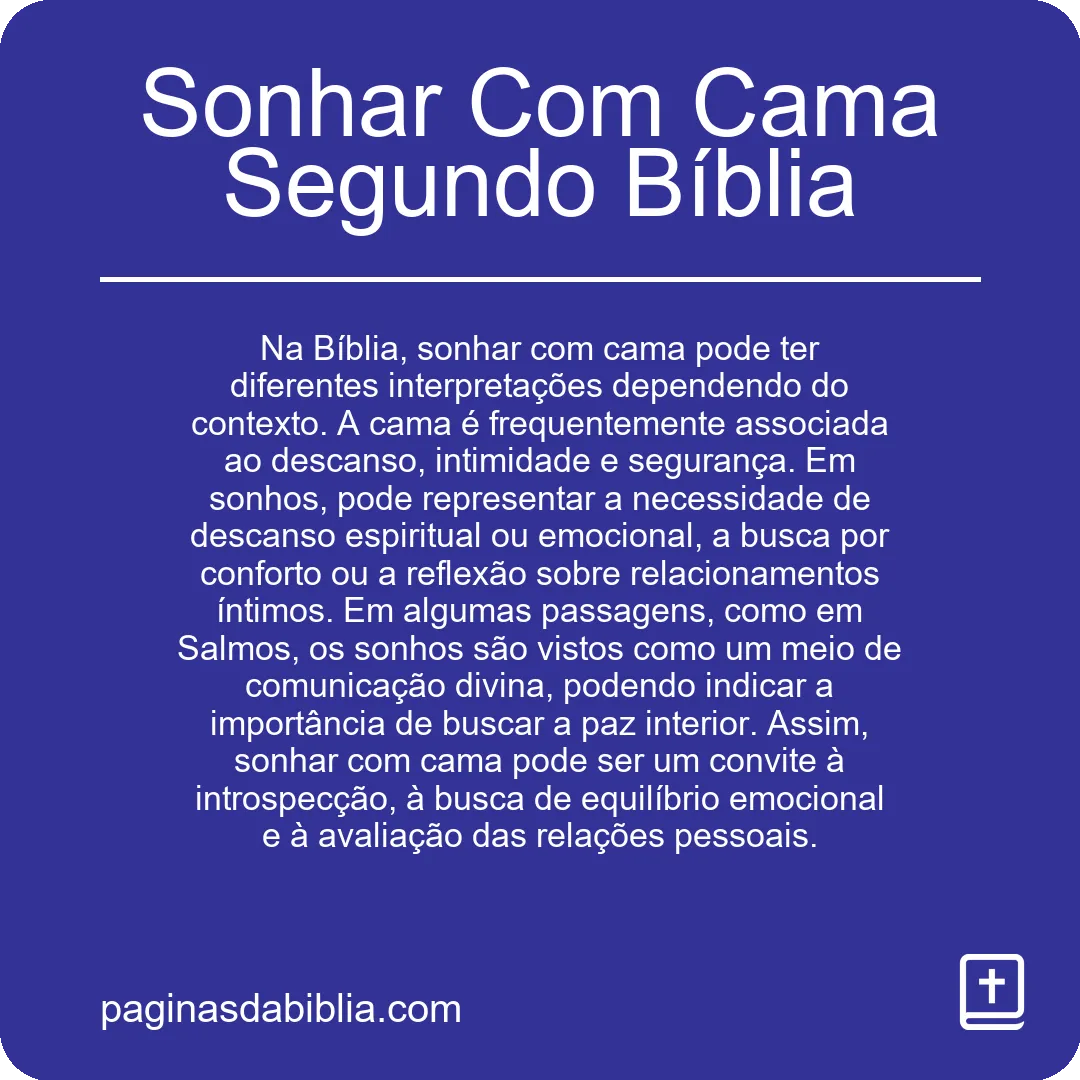 Sonhar Com Cama Segundo Bíblia